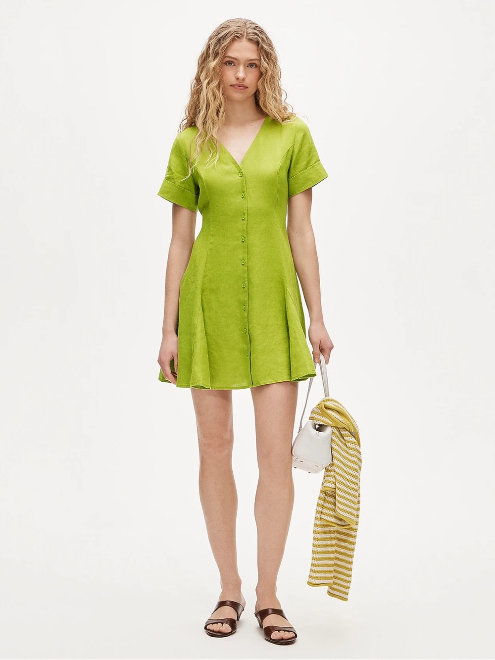 J.Crew Fleur mini dress in linen-CS956-Vibrant Fern/green-NWT